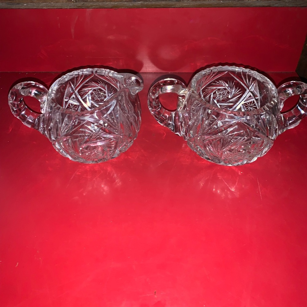 American Brilliant Period Cut Glass Creamer & Sugar Bowl - Picture 8 of 16